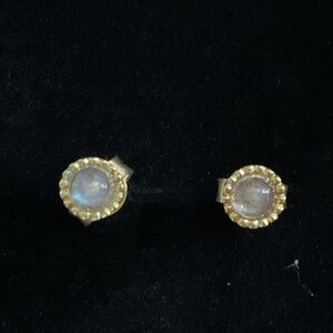 Labradorite stud earrings -small- gold plating over silver